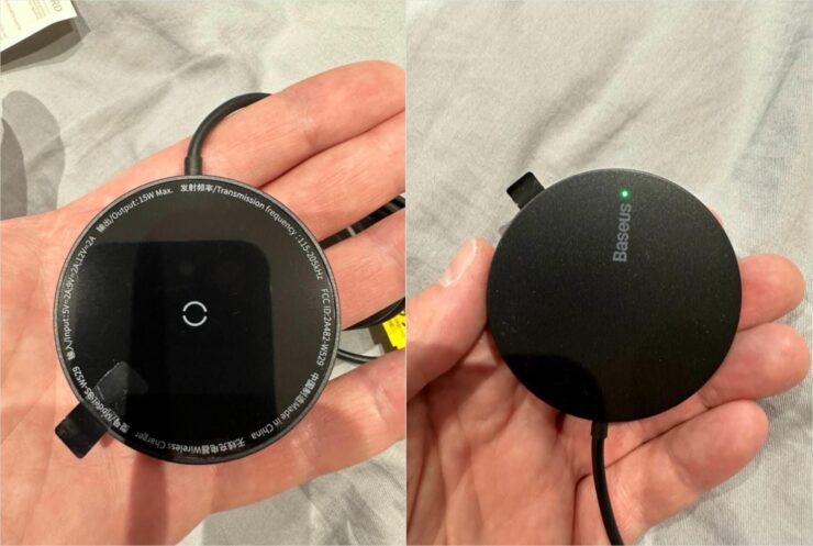 Беспроводная зарядка Baseus 15 Вт. Заряжать Айфон через Магсейф удобнее всего. Фото.