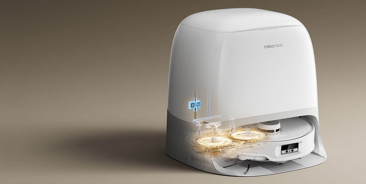 Робот-пылесос со станцией самоочистки. Станция не только может промыть, но и просушить чистящие тряпки. Изображение: lamobile.ru. Фото.