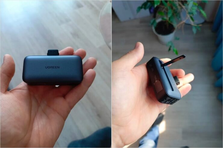 Повербанк для iPhone с креплением. Такой повербанк крепится прямо к смартфону. Фото.