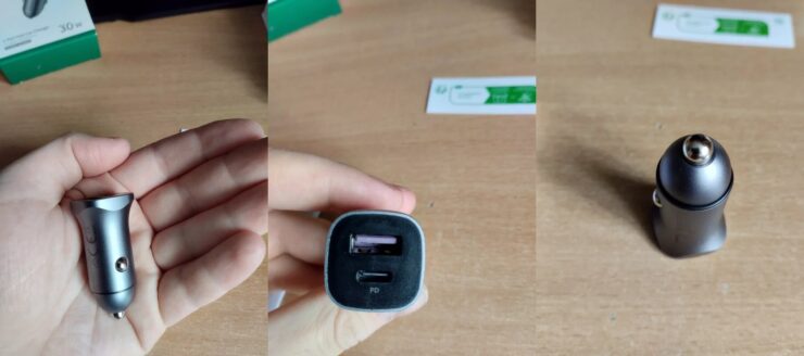 Автомобильное зарядное устройство для телефона. Зарядка действительно портативная и не займет много места. Фото.