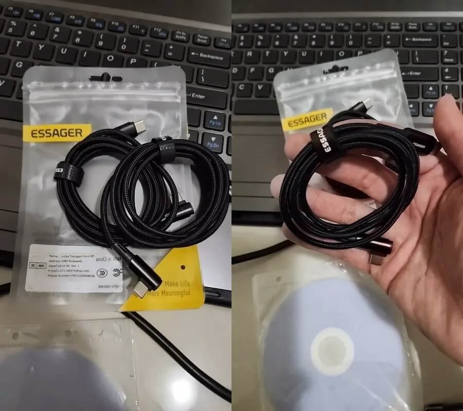 Провод для зарядки телефона. Штекер выполнен в форме буквы Г для более удобного хвата. Фото.