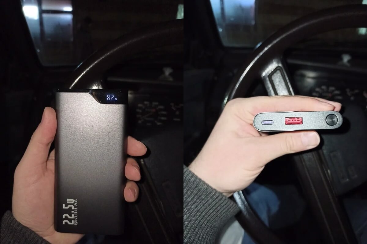 Внешний аккумулятор 10 000 мАч. Повербанк достаточно компактный и удобный. Фото.