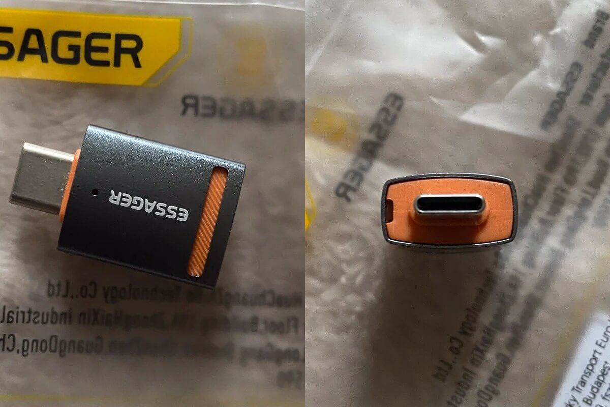 Переходник USB-C на USB. Переходник компактный, и его легко взять с собой. Фото.