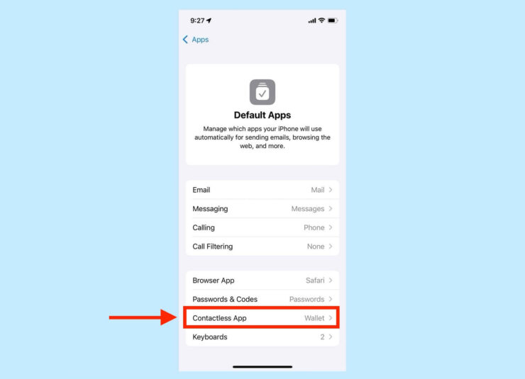 Как сделать приложение по умолчанию на Айфоне. Для жителей ЕС в этом разделе появляется еще один пункт с бесконтактными платежами. Изображение: tomsguide.com. Фото.