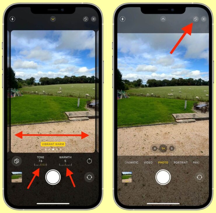 Фотографические стили в Айфоне. Переключайтесь между стилями свайпом. Изображение: macrumors.com. Фото.