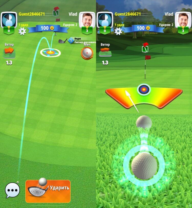 Golf Clash — онлайн игра на Айфон. Начинать раунд придется издалека. Фото.