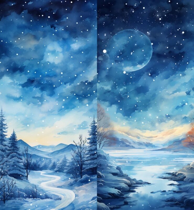 Красивые зимние обои бесплатно. Красивые акварельные обои. Изображение: daysinspired.com. Фото.