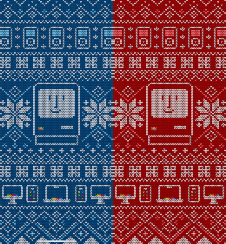 Новогодние обои на телефон. Есть варианты в синем и красном цвете. Изображение: basicappleguy.com. Фото.