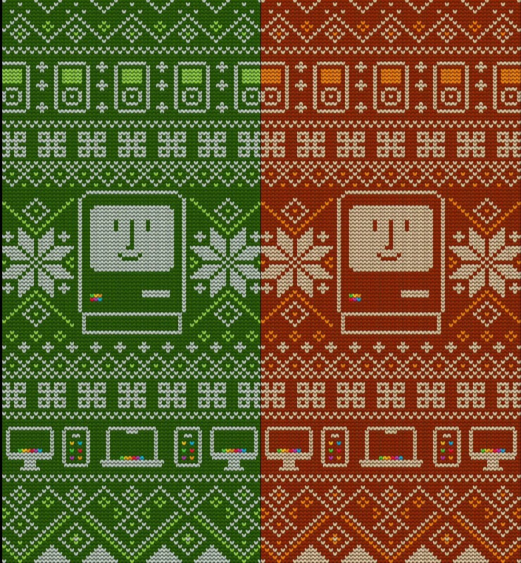 Новогодние обои на телефон. И в зеленом, и в коралловом. Изображение: basicappleguy.com. Фото.