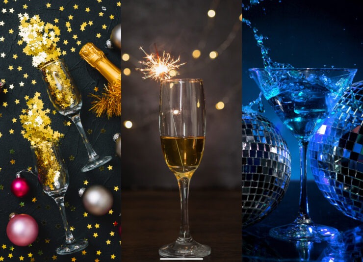Обои для рабочего стола. Немного шампанского для новогоднего настроения. Изображение: freepik.com, igeeksblog.com. Фото.