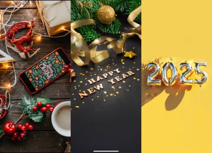 Бесплатные новогодние обои. Немного надписей тоже смотрится хорошо. Изображение: freepik.com, igeeksblog.com. Фото.