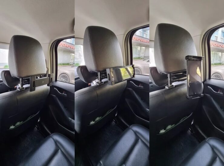 Держатель для планшета в автомобиль. Можно повернуть держатель как вертикально, так и горизонтально. Держатель для планшета в автомобиль. Можно повернуть держатель как вертикально, так и горизонтально. Фото.