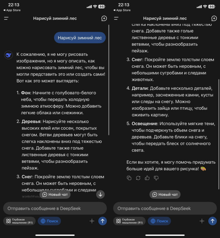 Что умеет DeepSeek. Рисовать DeepSeek, к сожалению, не умеет. Фото.