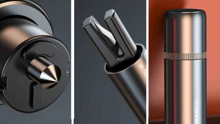 Автомобильный молоток безопасности. Молоток можно закрепить где угодно. В т.ч. на приборной панели. Фото.