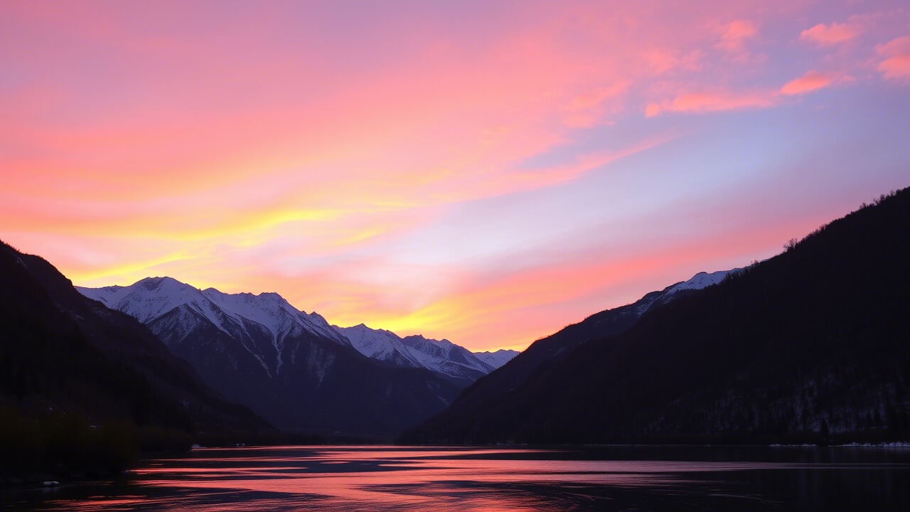 Нейросеть рисует по словам. А вот так Qwen видит рассвет в горах. Фото.