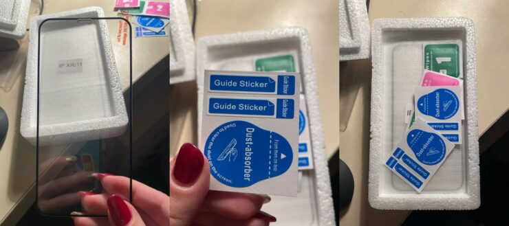 Защитное стекло на Айфон. В комплекте есть все необходимое для поклейки стекла. Защитное стекло на Айфон. В комплекте есть все необходимое для поклейки стекла. Фото.