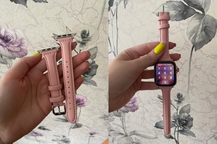 Кожаный ремешок для Apple Watch. Такой ремешок больше подойдет девушкам. Изображение: aliexpress.ru. Фото.