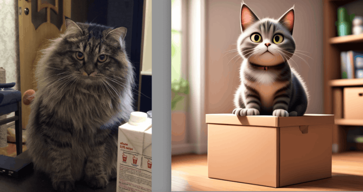 Нейросеть перерисовывает фотографии. Оцените, как приложение Image Playground перерисовало моего кота. Фото.