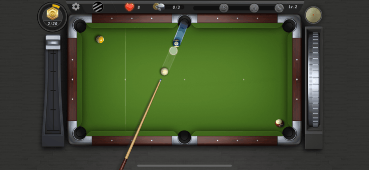 Pooking — бесплатная игра на Айфон. Шары будут расставлены в определенных точках, а вам надо будет потратить на их забивание как можно меньше ходов. Фото.