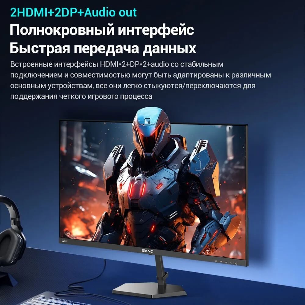 Где купить монитор для компьютера. В наличии несколько портов для подключения. Изображение: ozon.ru. Фото.