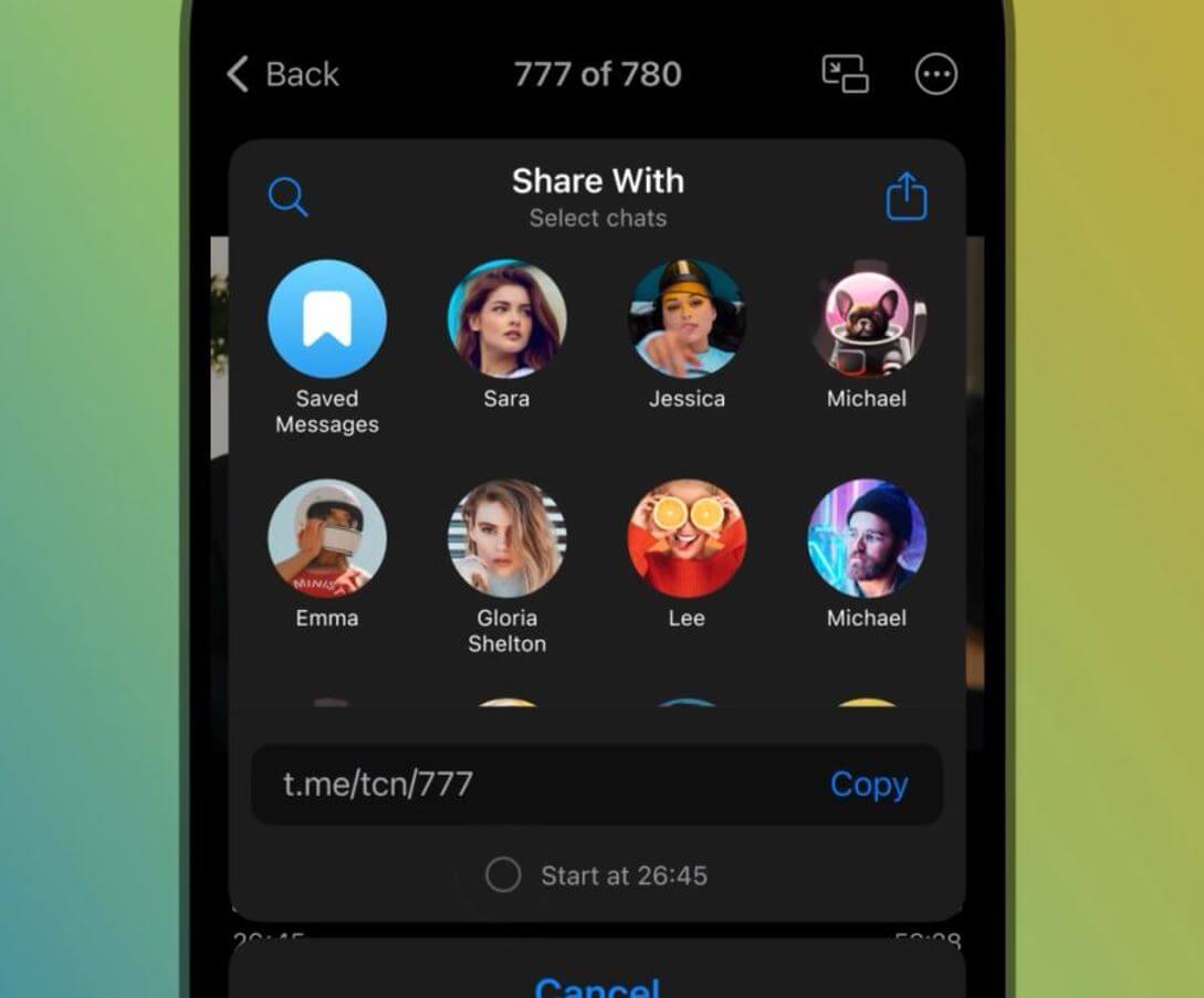 Как отправить ссылку на видео с таймкодом в Telegram. Отправить таймкод длинного видео стало намного проще. Фото.