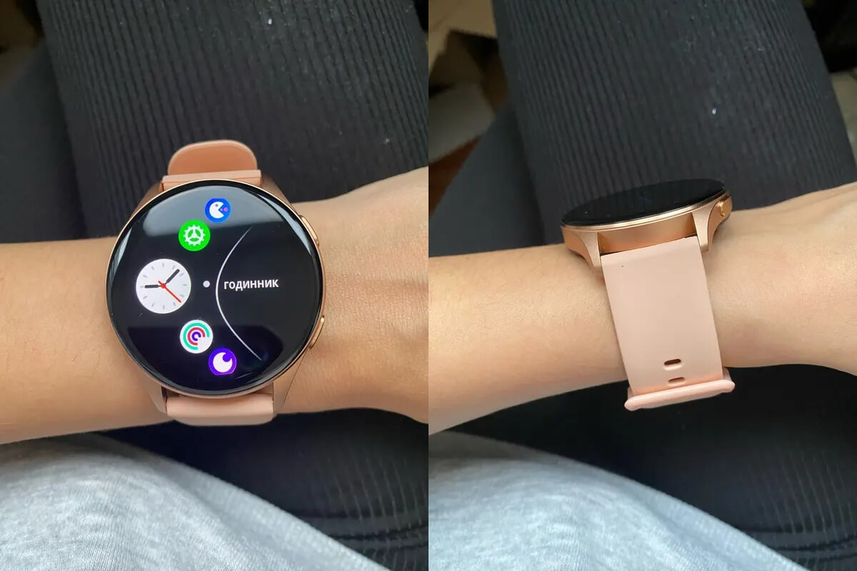 Круглые смарт-часы. Часы недорогие, но выглядят стильно. Фото.