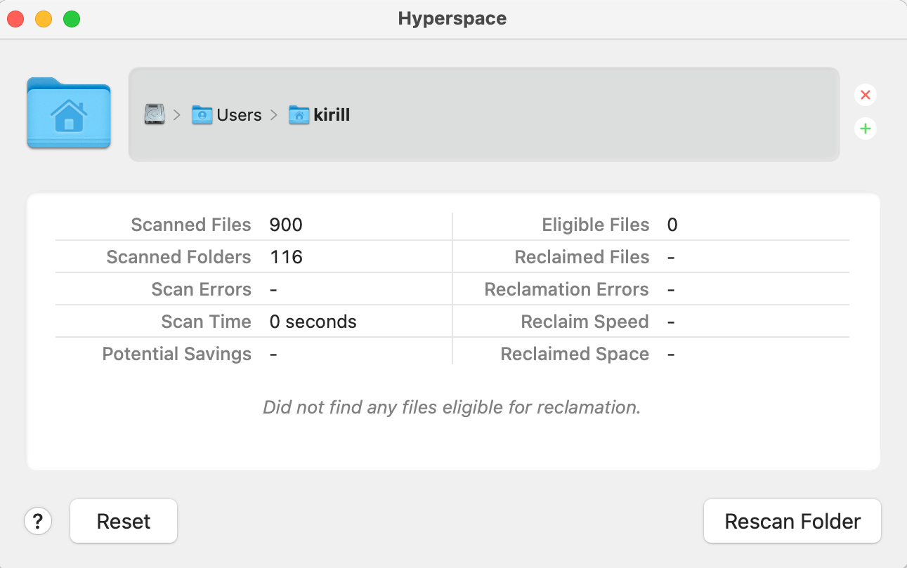 Как очистить память на компьютере. На моем Mac всегда порядок, поэтому Hyperspace не нашел, как очистить на нем память. Фото.