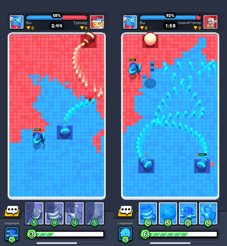 Color Clash — интересная игра на iPhone. Чем больше квадратов противника вы закрасите в свой цвет, тем больше вероятность победы. Color Clash — интересная игра на iPhone. Чем больше квадратов противника вы закрасите в свой цвет, тем больше вероятность победы. Фото.