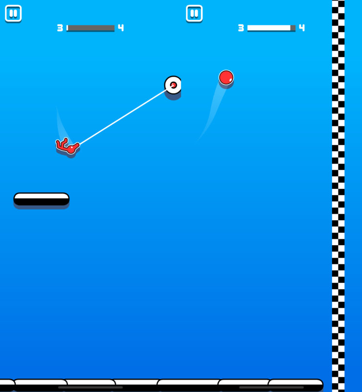 Stickman Hook — бесплатная игра для iPhone. Раскачивайтесь как следует и таким образом перемещайтесь между платформами. Stickman Hook — бесплатная игра для iPhone. Раскачивайтесь как следует и таким образом перемещайтесь между платформами. Фото.