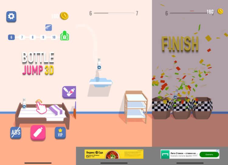 Bottle Jump 3D — бесплатная игра на Айфон. Не дать бутылке упасть не так-то просто. Bottle Jump 3D — бесплатная игра на Айфон. Не дать бутылке упасть не так-то просто. Фото.