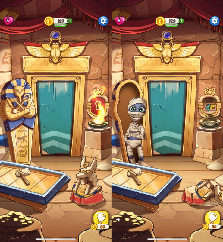 Escape Time Puzzle — игра найти выход. Касайтесь разных элементов и точно сможете найти выход. Фото.