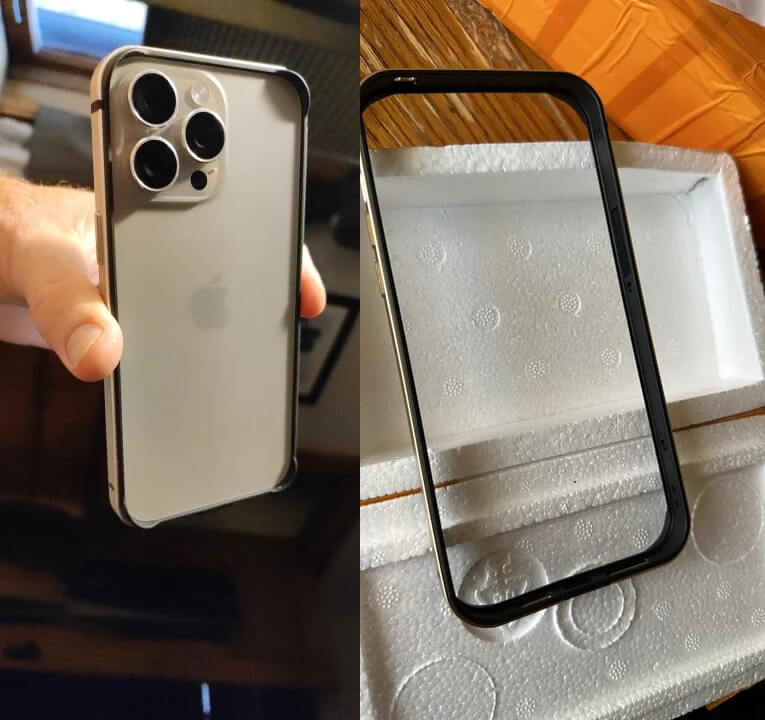 Бампер на Айфон. Вот такой бампер защищает только боковые грани, а задняя панель и экран открыты. Изображение: aliexpress.ru. Фото.