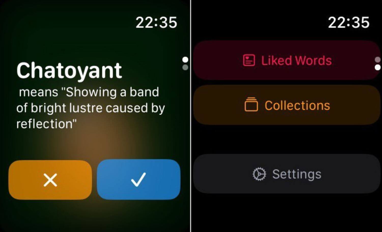 Скачать словарь для Apple Watch. В LookUp сможете найти значение любого слова. Фото.