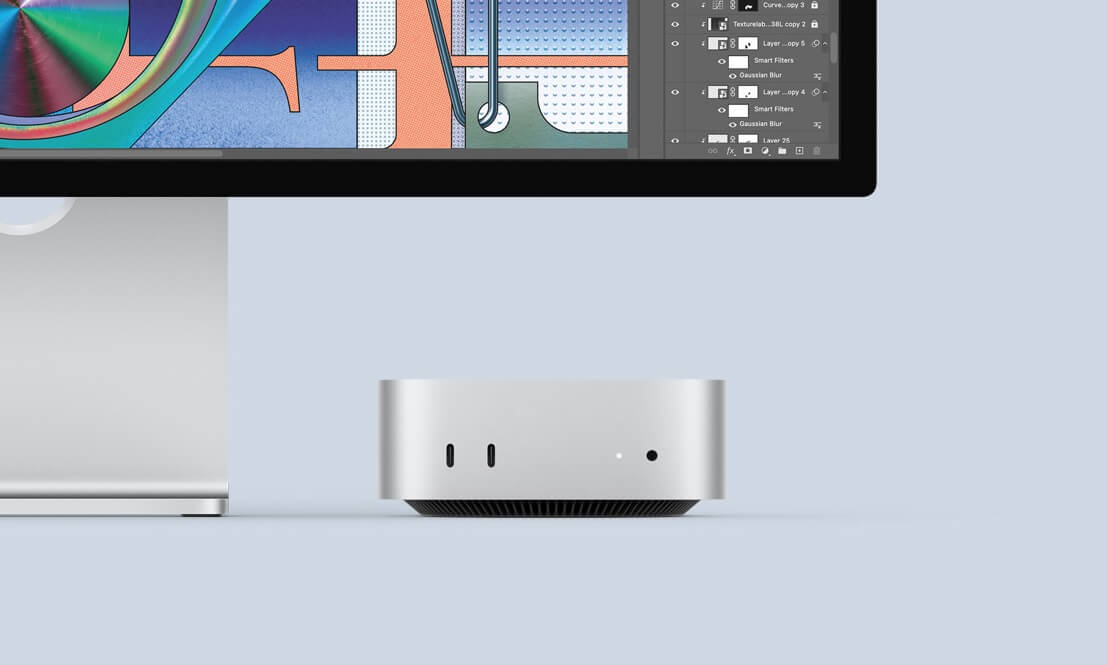 Недорогой компьютер Mac mini. Mac mini — маленький системный блок, для которого нужно купить периферию. Иллюстрация: Apple. Фото.