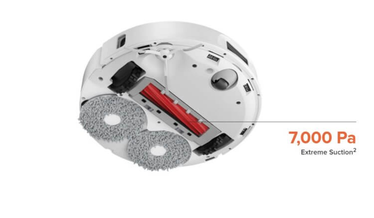 Мощный робот-пылесос Roborock Qrevo MaxV. Мощности всасывания хватит и для уборки ковра. Мощный робот-пылесос Roborock Qrevo MaxV. Мощности всасывания хватит и для уборки ковра. Фото.
