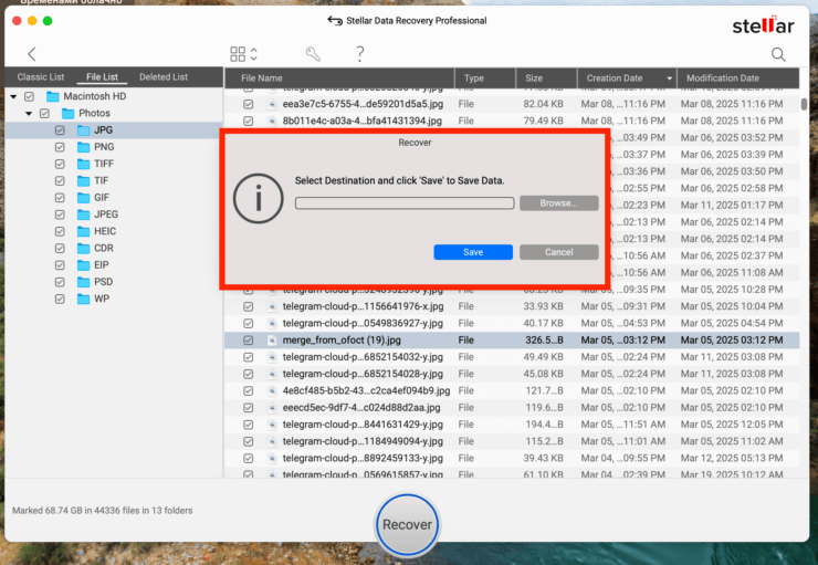 Как восстановить данные на компьютере. Выберите место, куда сохранить восстановленный файл. Фото.