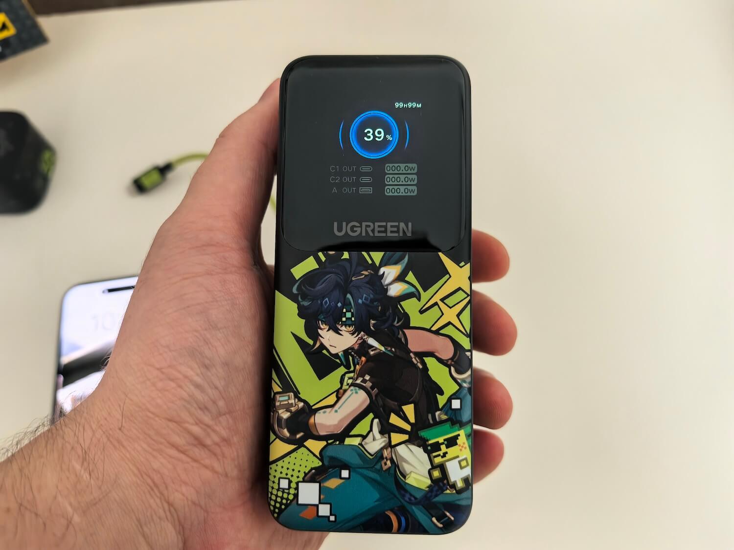 Повербанк на 20000 мА*ч UGREEN Genshin Impact. Фанаты Геншин Импакт обзавидуются вам. Фото.