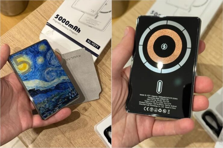 Тонкий повербанк с MagSafe для iPhone. Такой повербанк вы почти не заметите. Фото.