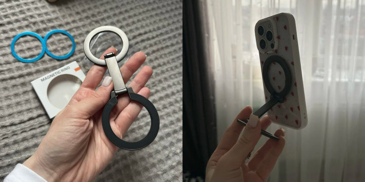Подставка для Айфона с MagSafe. Просто магнитите ее к задней панели и пользуетесь. Подставка для Айфона с MagSafe. Просто магнитите ее к задней панели и пользуетесь. Фото.