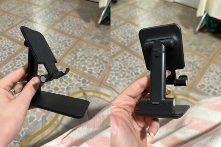 Подставка для телефона. Когда подставка не используется, ее можно сложить. Фото.