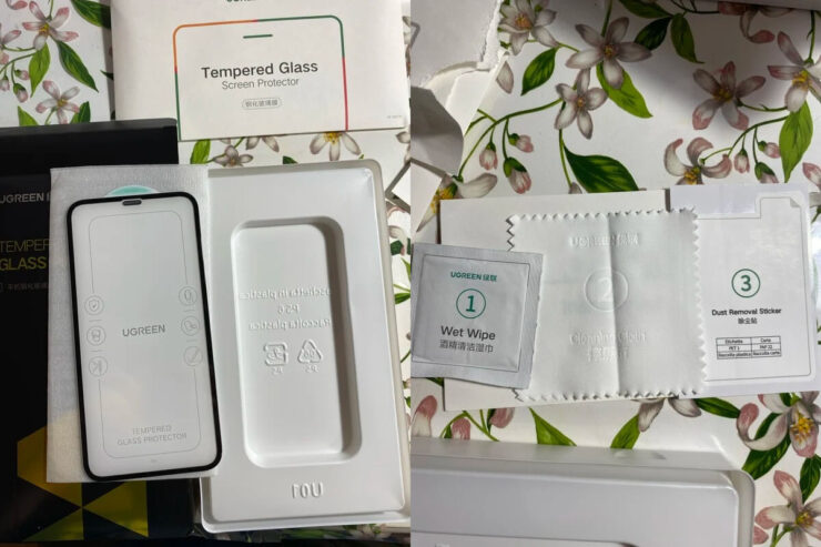 Защитное стекло для iPhone. В комплекте идет все необходимое для поклейки. Фото.