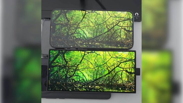 Вот так смотрится экран Galaxy S24 Ultra и S25 Ultra на фоне iPhone. Изображение: macrumors.com. Фото.