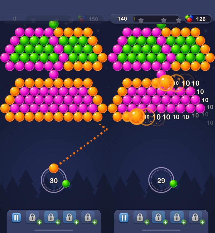 Bubble Pop! — игра в шарики бесплатно. Количество ходов указано в нижней части экрана. Фото.