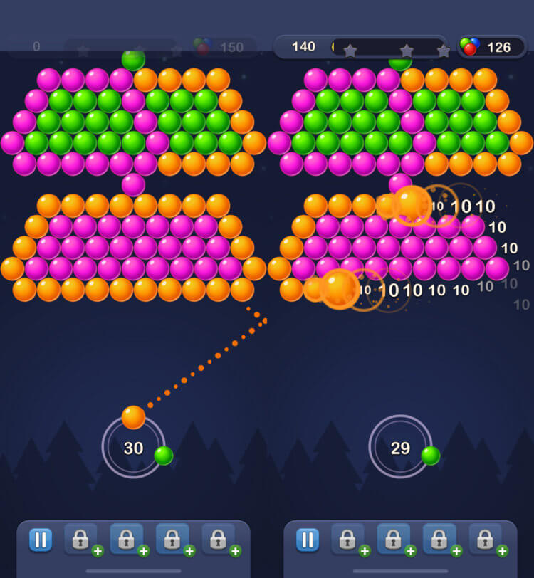 Bubble Pop! — игра в шарики бесплатно. Количество ходов указано в нижней части экрана. Bubble Pop! — игра в шарики бесплатно. Количество ходов указано в нижней части экрана. Фото.