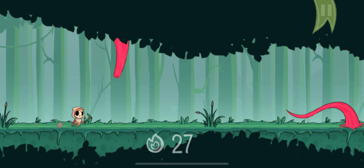 A Kindling Forest — бродилка на телефон. Препятствия надо или перепрыгивать, или сбивать. Но помните, что стрелы могут закончиться. Фото.