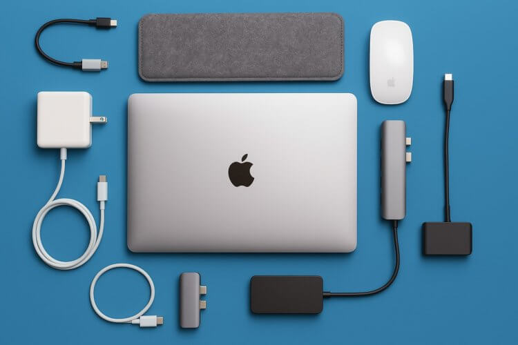 Какие аксессуары на самом деле нужны для компьютера Mac: переходники, USB-C хабы, чехлы и многое другое. Фото.