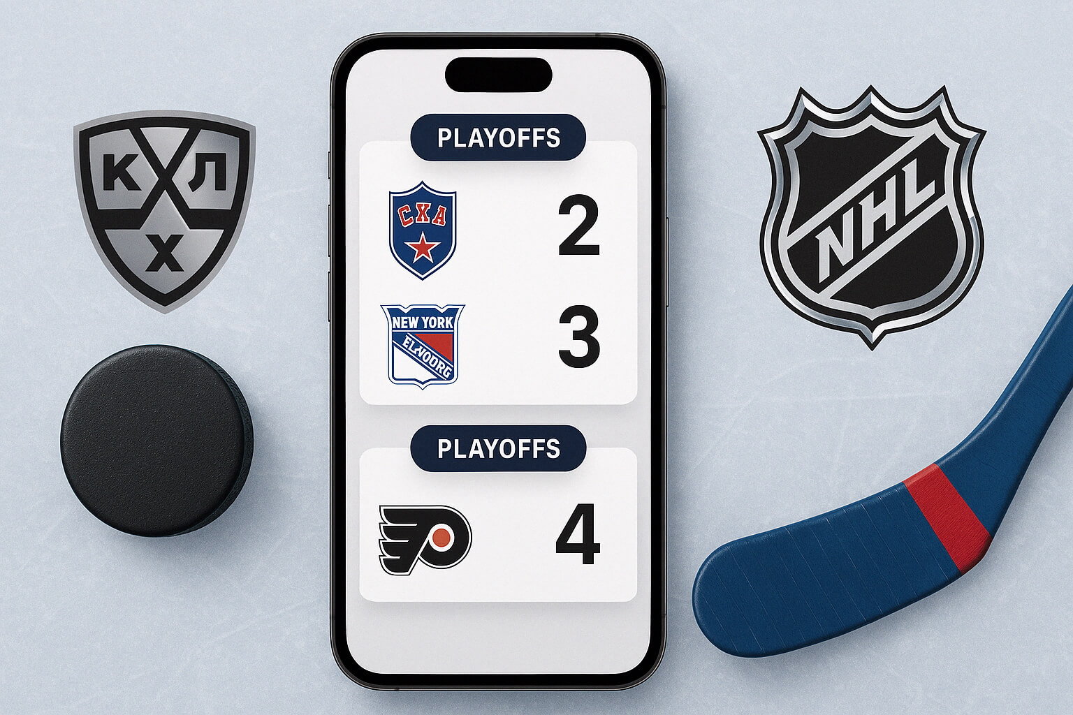 Как следить за результатами плей-офф КХЛ и НХЛ прямо с Айфона. Фото.