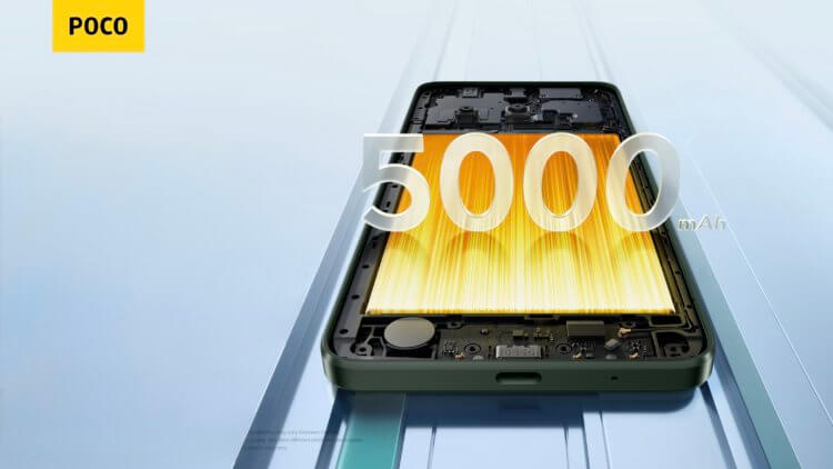Аккумулятор в смартфоне. В POCO C61 поставили емкий аккумулятор на 5000 мАч. Аккумулятор в смартфоне. В POCO C61 поставили емкий аккумулятор на 5000 мАч. Фото.
