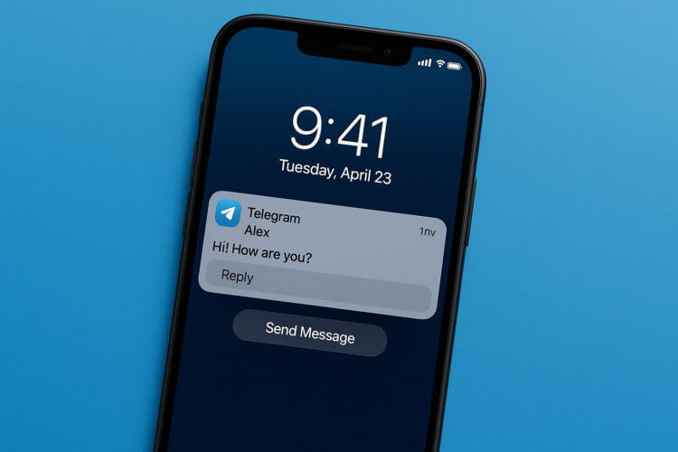 Как отправлять сообщения в Telegram с экрана блокировки iPhone. Отправлять сообщения в Телеграм с Айфона можно прямо с экрана блокировки. Как отправлять сообщения в Telegram с экрана блокировки iPhone. Отправлять сообщения в Телеграм с Айфона можно прямо с экрана блокировки. Фото.
