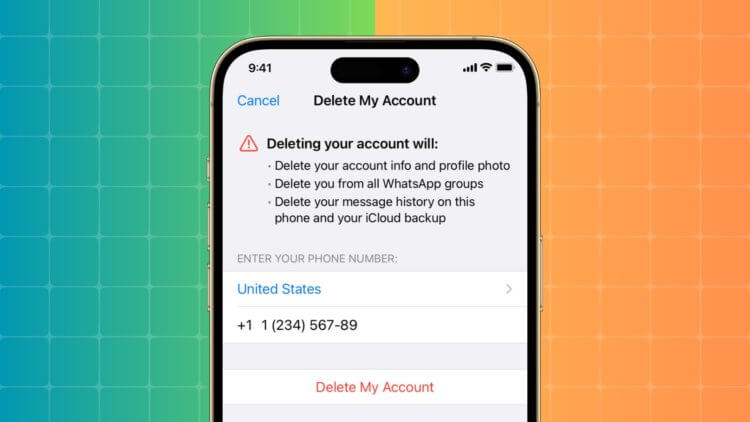 Как удалить аккаунт в WhatsApp на iPhone. Фото.